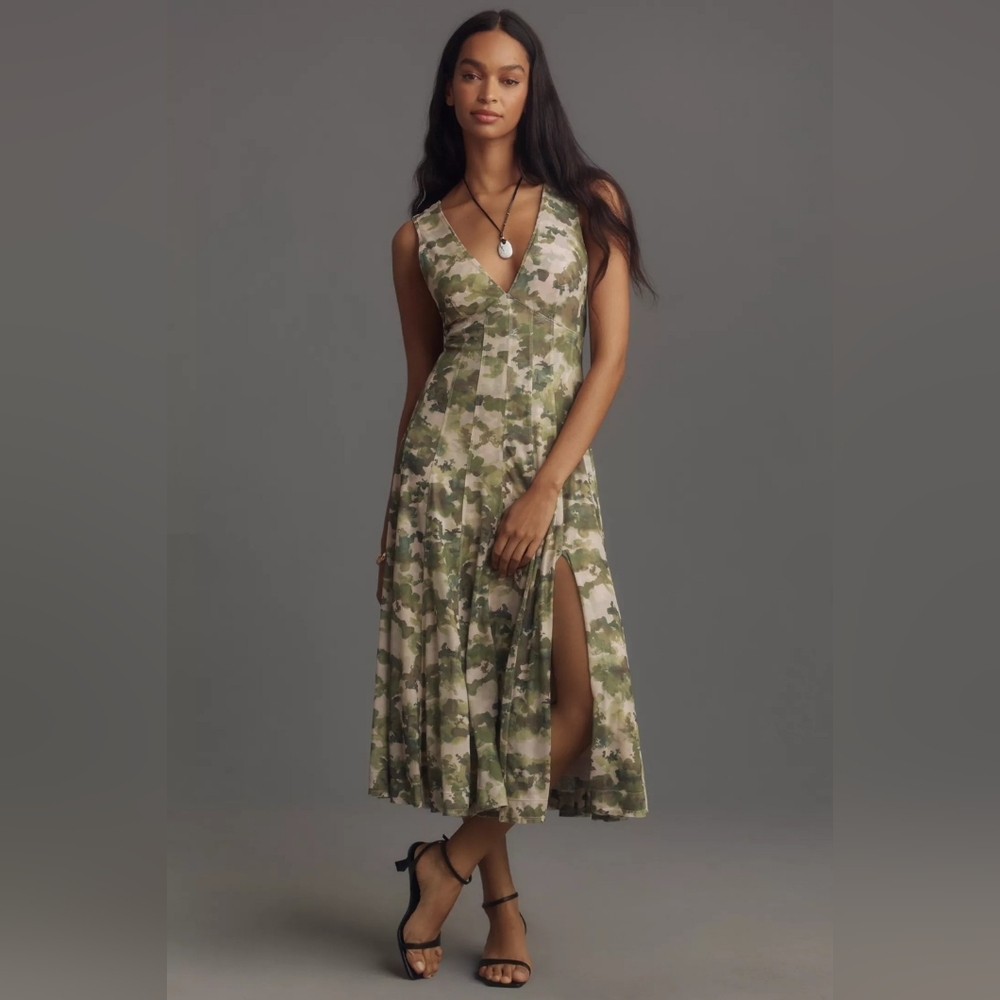 NWT ANTHROPOLOGIE | Pilcro Seamed V-Neck Mesh Dress